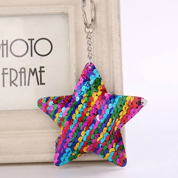 Accessories - 🔴 5/$20 Rainbow star sequin purse charm keychain